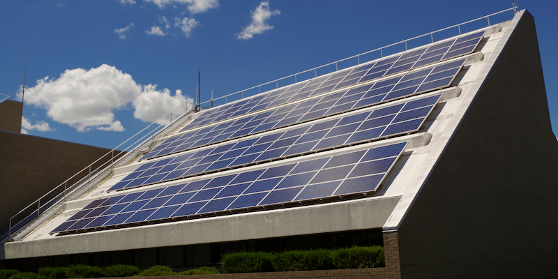 Solar panel on the public swimming pool of Racale